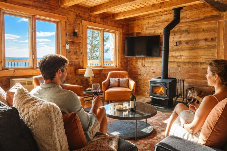 Escapade romantique, chalet, vue sur le fjord, Saguenay
